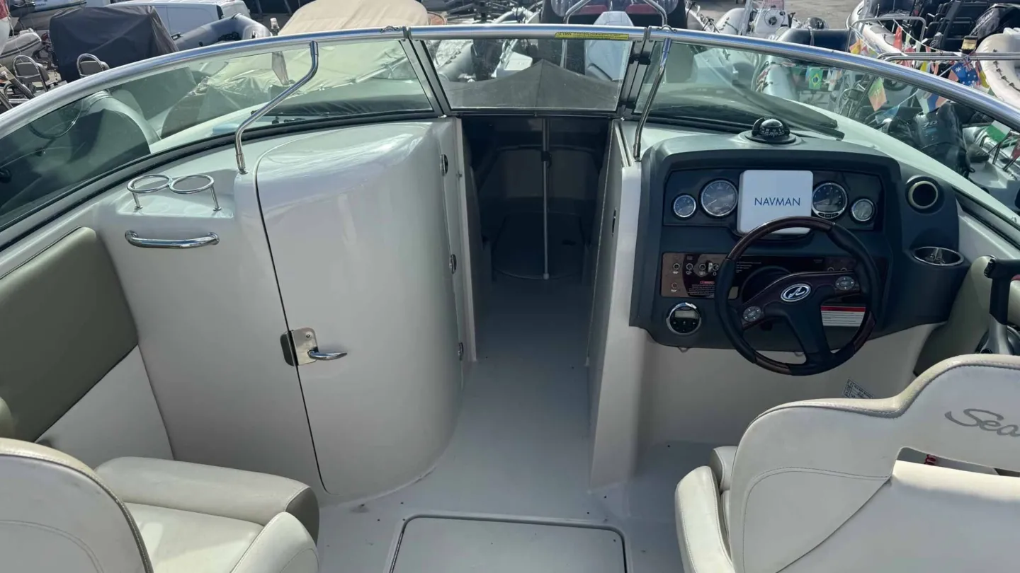 Placeholder. Helm of another Sea Ray Sundeck, not Radiance.